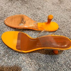 Clear With Orange Bottom Kitten Heels